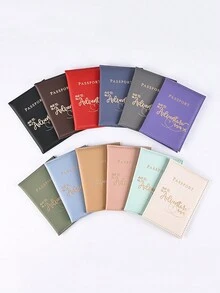 1 件纯色 PU 皮革简约时尚护照夹带卡槽轻便防水护照套适用于旅行和飞行男女护照套旅行配件 - 彩色 - 查看 12