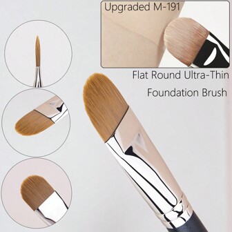 1pc Upgraded M-191 Flat Circular Ultra-Thin Makeup Brush For Professional Liquid Foundation And Concealer Contouring,Foundation Brush,Concealer Brush,Blush Brush,Contour Brush,Blush Brush,Bronzer Brush,Powder Brush,Foundation Brush,Blush Brush