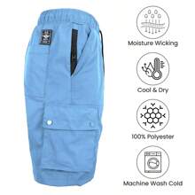 2-Pack Men's Moisture Wicking Performance Quick Dry Cargo Shorts - 卡其色&淺藍色 - 查看 6