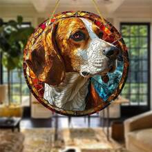 1pc, Cute And Colorful Dog Stained Window Hanging, Loyal Companion, Dog Lover Sign Gift For Mom, Family, Lover, Friends, Funny Acrylic Round Wreath Sign For Garden, Yard, Home, Door Welcome, Outdoor General Color Decorative Art, Sun Catcher, Window Decor For Dog Lovers, Car Interior Decoration, Car Rearview Mirror Hanging Decoration, Multiple Dogs Decorations To Choose From,Home Decor ,Room Decor,Wall Decor Gifts Birthday Graduation