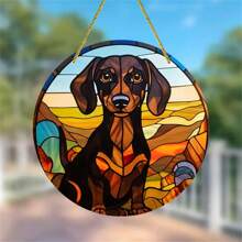1pc, Cute And Colorful Dog Stained Window Hanging, Loyal Companion, Dog Lover Sign Gift For Mom, Family, Lover, Friends, Funny Acrylic Round Wreath Sign For Garden, Yard, Home, Door Welcome, Outdoor General Color Decorative Art, Sun Catcher, Window Decor For Dog Lovers, Car Interior Decoration, Car Rearview Mirror Hanging Decoration, Multiple Dogs Decorations To Choose From,Home Decor ,Room Decor,Wall Decor Gifts Birthday Graduation
