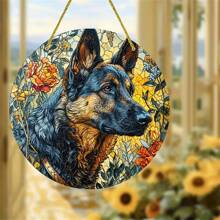 1pc, Cute And Colorful Dog Stained Window Hanging, Loyal Companion, Dog Lover Sign Gift For Mom, Family, Lover, Friends, Funny Acrylic Round Wreath Sign For Garden, Yard, Home, Door Welcome, Outdoor General Color Decorative Art, Sun Catcher, Window Decor For Dog Lovers, Car Interior Decoration, Car Rearview Mirror Hanging Decoration, Multiple Dogs Decorations To Choose From,Home Decor ,Room Decor,Wall Decor Gifts Birthday Graduation