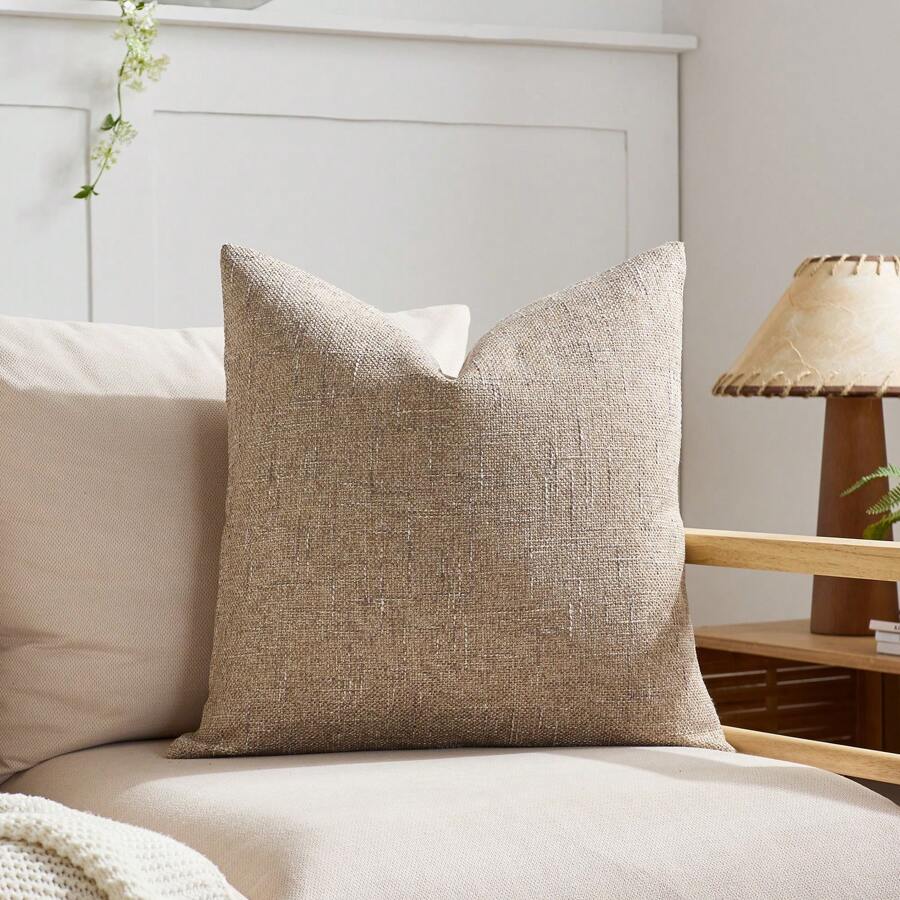 1 Vỏ gối trang trí họa tiết vải lanh, nhiều màu sắc hiện đại, giả vải lanh, dùng cho phòng ngủ, phòng ăn, giường, ghế sofa, xe hơi, phù hợp với mọi mùa - lanh tự nhiên - Xem 1