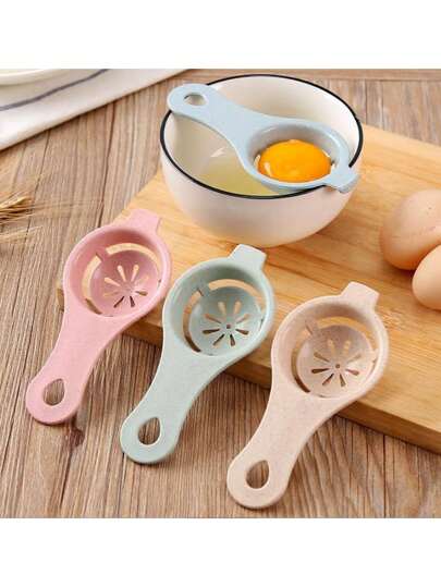 1/單一尺寸3入組蛋清與蛋黃分離器，廚房烘焙過濾器麥草蛋分離器，隨機顏色