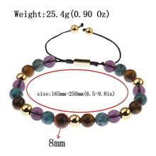 8mm Colorful Natural Stone Beaded Bracelet For Men Stress Relief Tiger Eye Bangle Adjustable