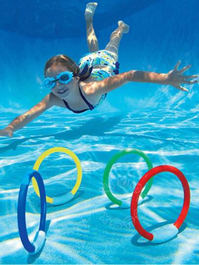 Swimming Pool Toys Summer Diving Toys Underwater Diving Play Grass Toys Swimming Breath Holding Exercise Tools, Swimming Pool Diving Ring Toys Summer Diving Pool Sinking Ring Set(3+)