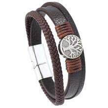 1pc Simple Punk Rock Style Tree Of Life Leather Bracelet For Men - Bracelet - View 11