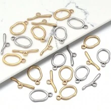 1set Stainless Steel Wave-Shaped OT Clasp Set, Minimalist OT Connector Clasp For Bracelets/Necklaces DIY Jewelry Making