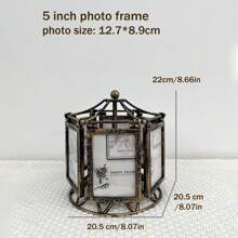 1 pieza Caja de música tallada en estilo retro con carrusel y marco de fotos de 5 pulgadas, Marco de fotos creativo para bricolaje, con música y luz, Decoración del hogar, Adorno de mesa, Regalo para cumpleaños/Navidad/Graduación/Boda/Vacaciones - Multicolor - Ver 9