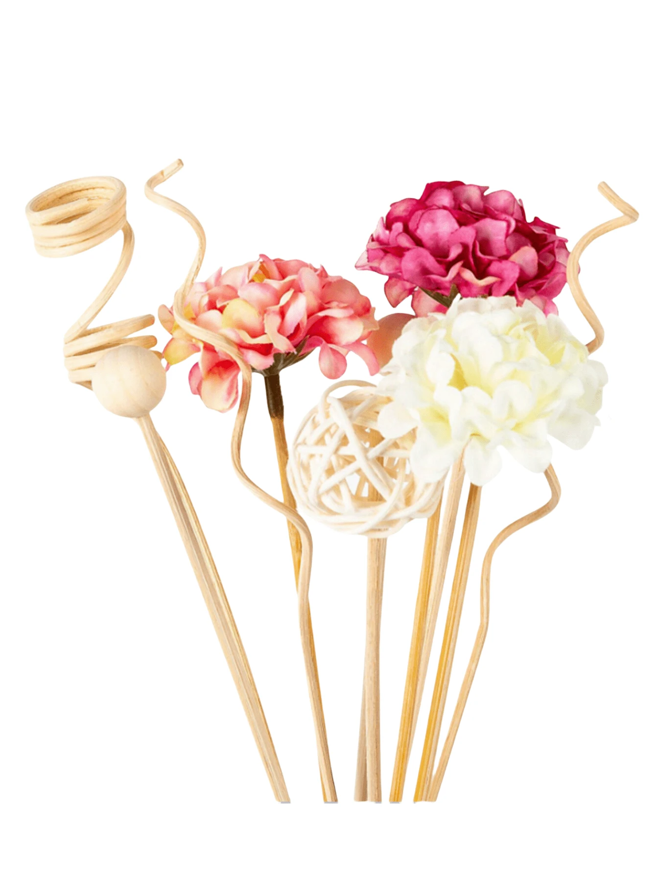 10 piezas Bolas de ratán con aroma de hortensias rosas, decoración de habitación con varillas de ratán