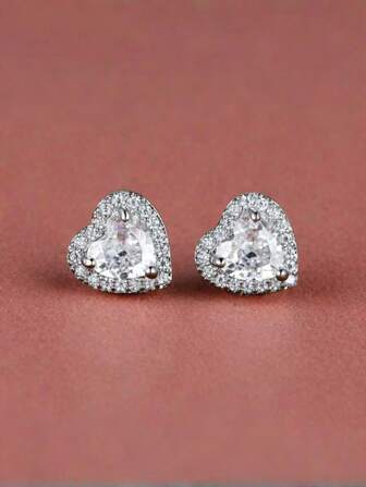 1 par enkla och delikata flerfärgade hjärtformade örhängen, perfekt present till fru eller dotter (Obs! Kopparmaterialet är relativt mjukt, öronnålar kan rätas ut genom att böja dem försiktigt) Valentines