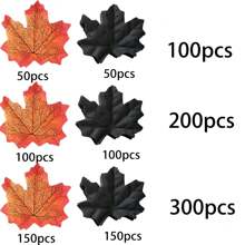 100/200/300pcs Halloween Fake Maple Leaf Fall Decorations Realistic Fall Wedding Decorations Halloween Party Table Centerpieces Fake Fall Leaf Crafts, - Multicolor - View 10