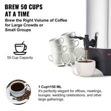 Commercial Coffee Urn 50Cups/7.5qt Large Coffee Dispenser Stainless Steel 1000W Electric Coffee Maker Urn For Quick Brewing Hot Water Urn With Detachable Power Cord For Easy Cleaning