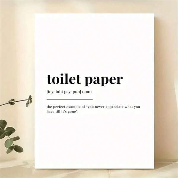 1pc Canvas Poster, Toilet Paper Definition Descriptive Wall Plaque, Farmhouse Wall Art Decoration For Living Room, Bedroom, Home Decor And Room Decor, Unframed Gifts Birthday Graduation