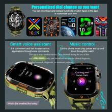 Smart Watch For Men Answer/Make Call, Outdoor Altimeter Barometer Waterproof Tactical Sports Smartwatch With LED Flashlight Compass, Sleep Monitor 600mAh Fitness Tracker Watches For IPhone Android Phone - 黃色 - 查看 3