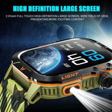Smart Watch For Men Answer/Make Call, Outdoor Altimeter Barometer Waterproof Tactical Sports Smartwatch With LED Flashlight Compass, Sleep Monitor 600mAh Fitness Tracker Watches For IPhone Android Phone - 黃色 - 查看 6