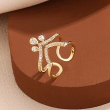 1pc Minimalist Elegant Cubic Zirconia Crown & Water Drop Fashion Nail Ring For Women, Suitable For Daily Wear And Gift