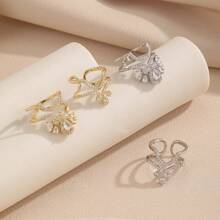 1pc Minimalist Elegant Cubic Zirconia Crown & Water Drop Fashion Nail Ring For Women, Suitable For Daily Wear And Gift