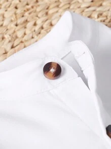 2 件装男童立领长袖衬衫和条纹休闲裤套装 - 卡其色 - 查看 5