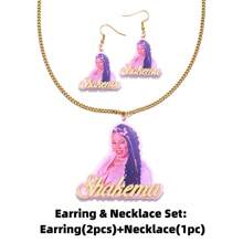 Thiết kế kích thước lớn tùy chỉnh Bộ bông tai & vòng cổ nhiều màu- Quà tặng sinh nhật lưu niệm cá nhân, mùa tốt nghiệp, tựu trường hoặc du lịch Món quà bất ngờ cần thiết - Màu tím lấp lánh - Xem 4