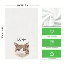 1 stuks aangepaste handdoek met behulp van huisdierfoto + huisdiernaam Gepersonaliseerde kattenkeukenhanddoeken Aangepaste hondenschotelhanddoeken Aangepaste hondenhanddoek Aangepaste kattenhanddoek 16 "X 24"