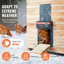 VEVOR Automatic Chicken Coop Door, Auto Chicken Door Opener With Timer & Light Sensor Aluminum Chicken Coops Door With Remote Control And LCD Screen, 4 Modes Opening, Battery Or DC Powered