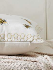 1pc Bee, Leaves And Pumpkin Embroidered Pillowcase For Home Decor, Living Room, Bedroom, All Seasons - Multicolor - View 7