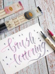 3 Stücke Dual-Seitige Retro Farbmarker Set, fette Bürste & feiner Liner, wasserlösliche Mischfarben Kunst Marker für Schriftzug, Zeichnen, Malen