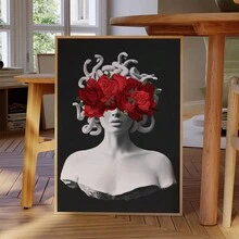 HALFLEMART 1pc Abstract Canvas Paintings, Greek Mythology Medusa Sculpture Painting On Canvas Wall Art, Artwork Wall Painting For Bathroom Bedroom Office Living Room Home Wall Decor, No Frame - Multicolor - View 7