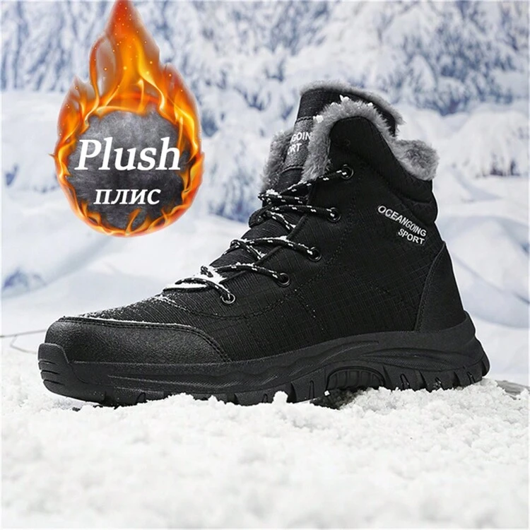 2024 Winter Men Boots Plush Sneakers Climbing Hunting Shoes Unisex Non Slip Outdoor Warm Hiking Boot Warm Snow Ankle Boots SHEIN USA