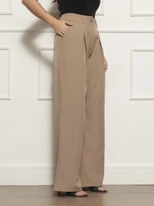 Women Pants - 卡其色 - 查看 4