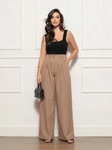 Women Pants - 卡其色 - 查看 1