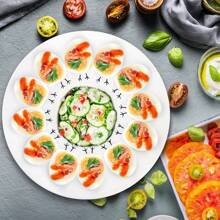 Plato de huevos rellenos de cerámica, platos redondos de huevos rellenos de 12 orificios con patrón de pollito pintado, bandeja de servicio de huevos rellenos de 10 pulgadas y recipiente para huevos - Blanco - Ver 2