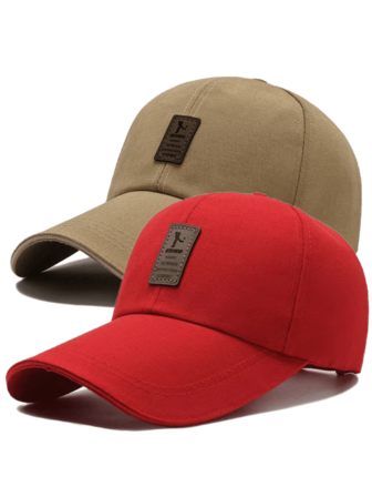 2入組男士復古風格補丁裝飾棒球帽