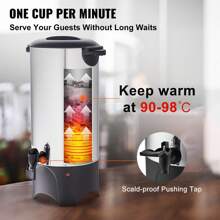 Commercial Coffee Urn 50Cups/7.5qt Large Coffee Dispenser Stainless Steel 1000W Electric Coffee Maker Urn For Quick Brewing Hot Water Urn With Detachable Power Cord For Easy Cleaning