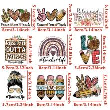 9pcs/Set Teacher Style Patch On Clothing Iron On Transfer Stickers On Clothes T-Shirts Jackets Jeans Teacher Life Heat Transfers Sticker For Clothing