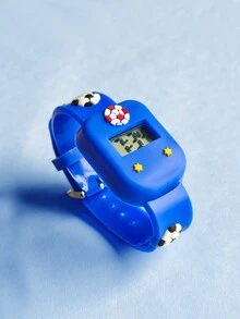 Reloj electrónico de fútbol de dibujos animados con batería seca - Azul Marino - Ver 4