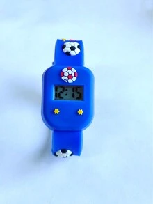 Reloj electrónico de fútbol de dibujos animados con batería seca - Azul Marino - Ver 1