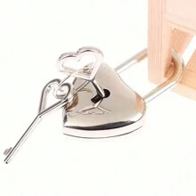 Conjunto de Fechadura e Chave em Forma de Coração, Fechadura de Coração Liga de Zinco Anti-roubo para Bagagem e Mala, Mini Fechadura de Hardware de Bagagem, para Caixa de Joias, Cadeado de Casamento e Decorações de Chave e Fechadura, Armários de Academia - Chaves e Fechaduras Funcionando - Multicolorido - Visão 3