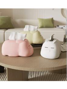 1 pieza Nueva caja de pañuelos de papel con diseño de conejo, soporte de papel para escritorio de alta elasticidad para hogar o sala de estar, caja de pañuelos estilo INS creativo para decoración del hogar o suministros escolares - Multicolor - Ver 1