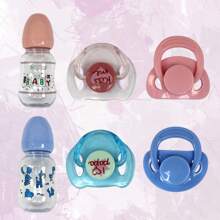 Lovely Reborn Doll Feeding Bottle And Magnetic Pacifiers Realistic Reborn Baby Accessories Cute Doll Supplies Dummy For New Reborn Baby Doll Toys - Blue - View 1