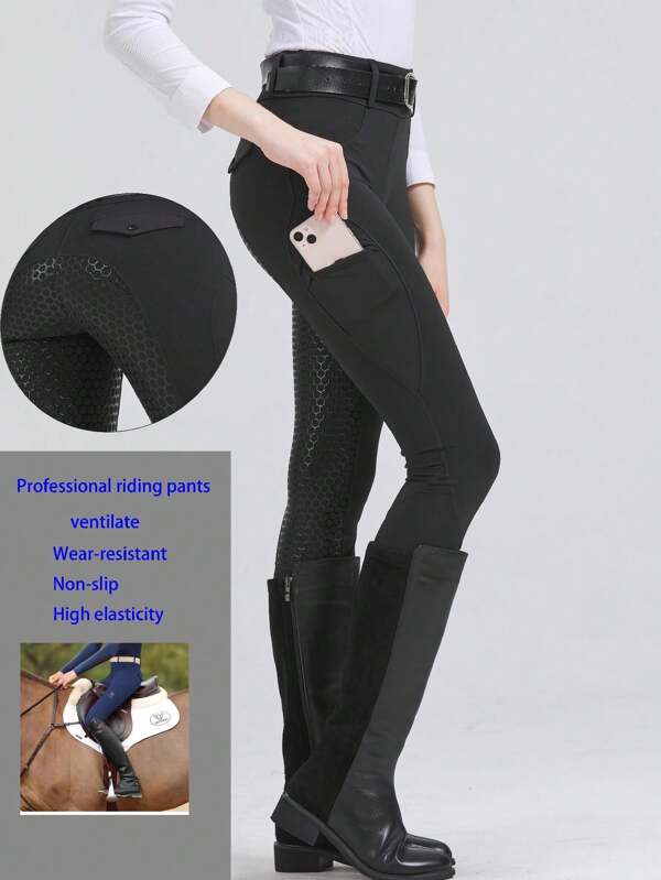 بنطال رياضي مريح ودائم مجهز بمعدّل مرونة عالية مصنوع من السيليكون لتجهيز ركوب الخيل