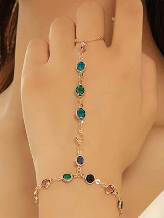 1pc Simple & Elegant Metal Chain Finger Bracelet For Women, Personalized & Versatile