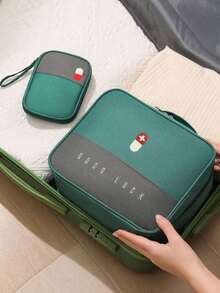 2 Túi đựng thuốc y tế du lịch xách tay cho các chuyến công tác Túi đựng thuốc lớn và nhỏ cho trường hợp khẩn cấp ngoài trời Túi đựng thuốc tại nhà đầu tiên (Vị trí của họa tiết logo được đặt ngẫu nhiên) - màu xanh lá - Xem 3