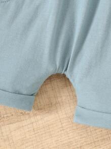 2 Stücke Kleinkind Lässig Set: Dinosaurier Muster Weißes Kurzarm Oberteil + Shorts mit Tasche