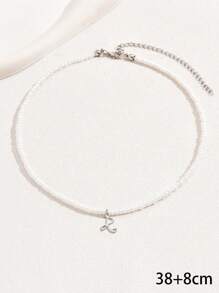 1 件波西米亚风格简约、可爱、时尚心形字母吊坠和串珠颈链，适合日常佩戴、旅行和度假，是送给女性朋友情人节、妈妈、母亲、母亲节、礼物的最佳礼物 - 銀色 - 查看 7