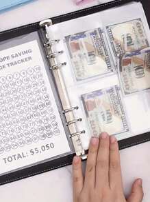 100pcs Envelope Challenge Refill Kit (25pcs 4-Pocket Card Sleeves + 1pc 100-Day Savings Tracker Card), Christmas Gift - Clear - View 4