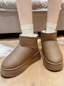 Women's Thickened Snow Boots, Autumn And Winter New Style, Thermal Lined, High-Quality Fabric, Thickened Sole, Heightened, Elegant, Casual, Fashionable And Versatile Ankle Boots - Khaki - View 5