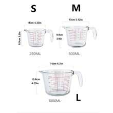 1個高容量玻璃量杯，帶有刻度把手，家庭廚具，高溫耐受，適用於牛奶、烘烤和打蛋 - 透明 - 查看 5