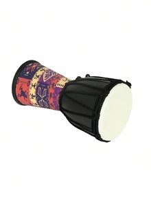 1 件优质复古山羊皮打击乐器，4 英寸土著非洲鼓，轻量级初学者手鼓 [可能会出现轻微颜色变化，实际产品将发货] - 彩色 - 查看 6